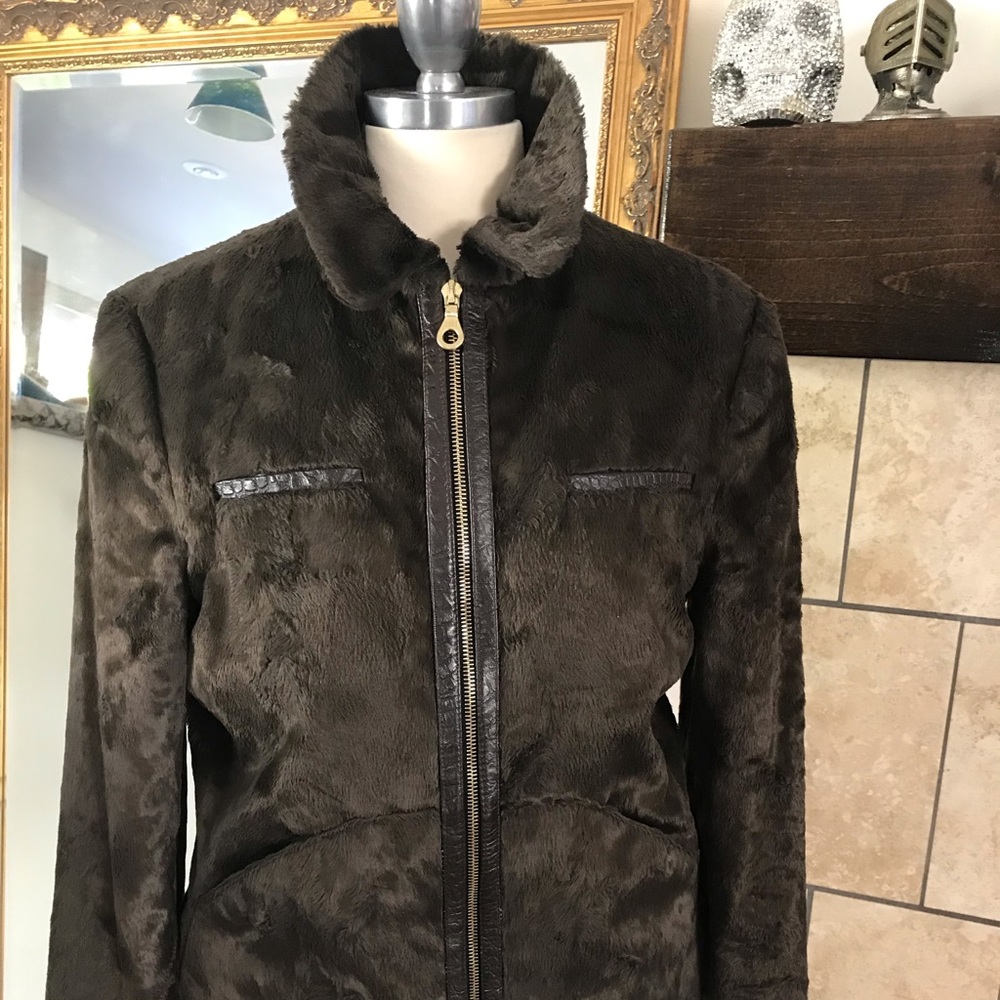 William Barry Easy Rider Moto Faux Fur Jacket
